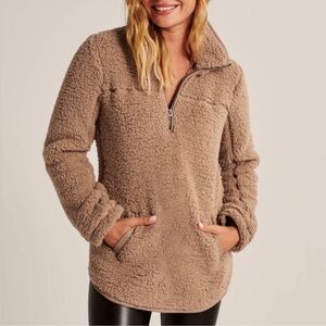 Abercrombie & Fitch Taupe Sherpa Hoodie